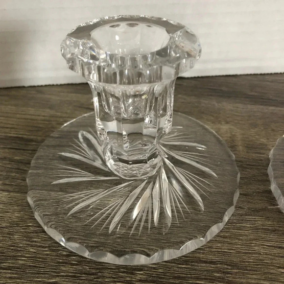 Vtg Pinwheel Glass Candlestick Holders - Picture 6 of 13